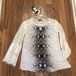 Snake print lace blouse